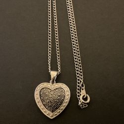 18” SilverTone Necklace With Heart Pendant,by RSE CN