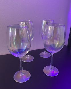 (4) Beautiful Iridescent Wine Glasses