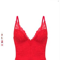 Victoria’s Secret Red Lace Corset Bra Top 32B 