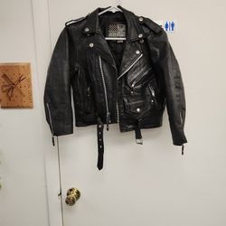 USA BIKERS Dream Apparel Black Leather Jacket Sz XL 