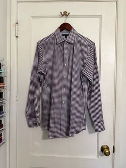✔️Banana Republic Magenta/Purplish and White Gingham Dress Shirt 👔