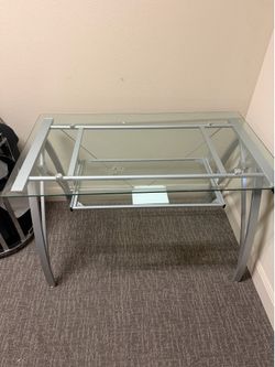 Realspace Vista 48”W Glass Computer Desk, Silver