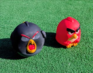 Angry Birds Movie Red+Black Rubber Squishy Collectible Figures Toy Set Lot EUC