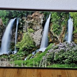 Triple Falls Waterfall Framed Canvas Print  41.5 X 28.5