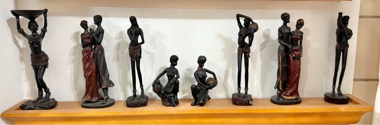 African Figurine Statue Set of 8