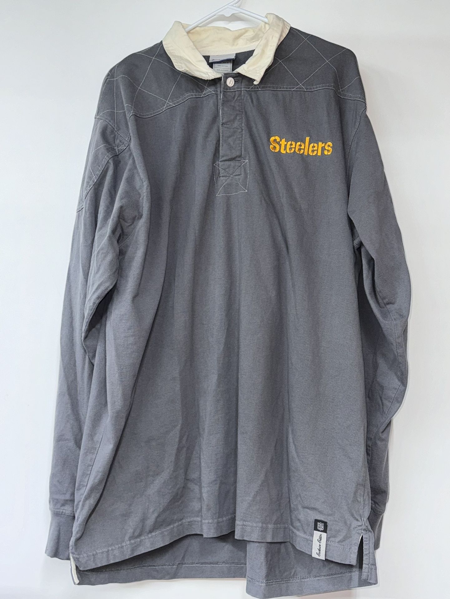 Pittsburgh Steelers Shirt Men 2XL Collared Reebook Rugby NFL Football Vintage