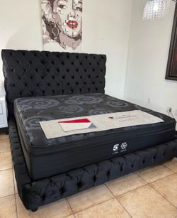 NEW IN BOX Black King & Queen Size Modern Platform Bed Frame NO BOXSPRING REQUIRED
