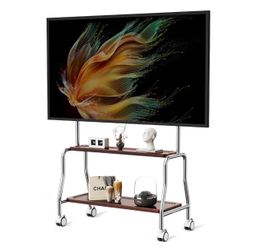 Rolling TV Stand with Shelves – Fits 32–75” TVs