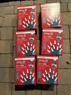 New 6 Boxes Of Sylvania Stay-lit (2sets Of 100)