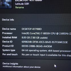laptop. 110gb hard drive. latitude 5591