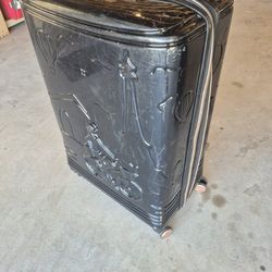 Large Hard Shell Spinner Luggage Black with Embossed  Design