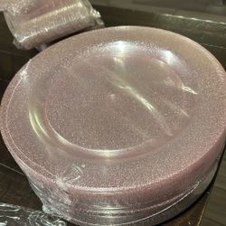Pink Glitter Plates And Silverware 