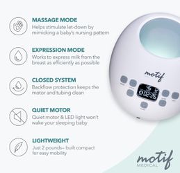 Motif Luna Double Electric Breast Pump, Easy to Use, Quiet Motor, Built-in LED Night Light