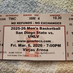 SDSU VS UNLV MENS BASKETBALL TICKETS 2 SEATS NOT BENCH  AZTECS . Located at the top in section T. 2 tickets for $60.