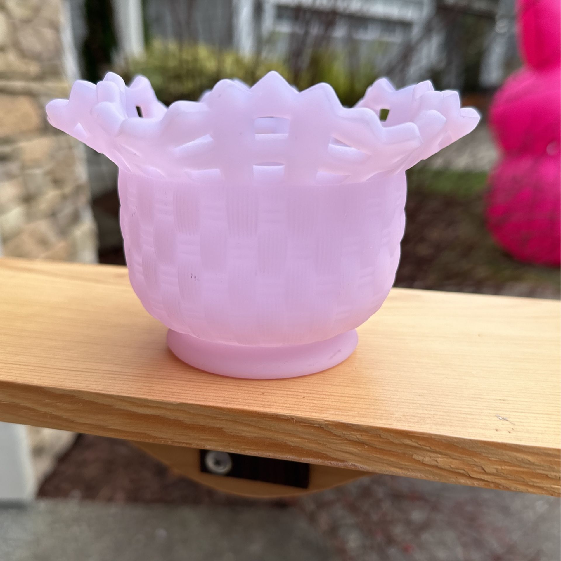 Fenton Lavender/Lilac Satin Glass Open Edge Basketweave Bowl