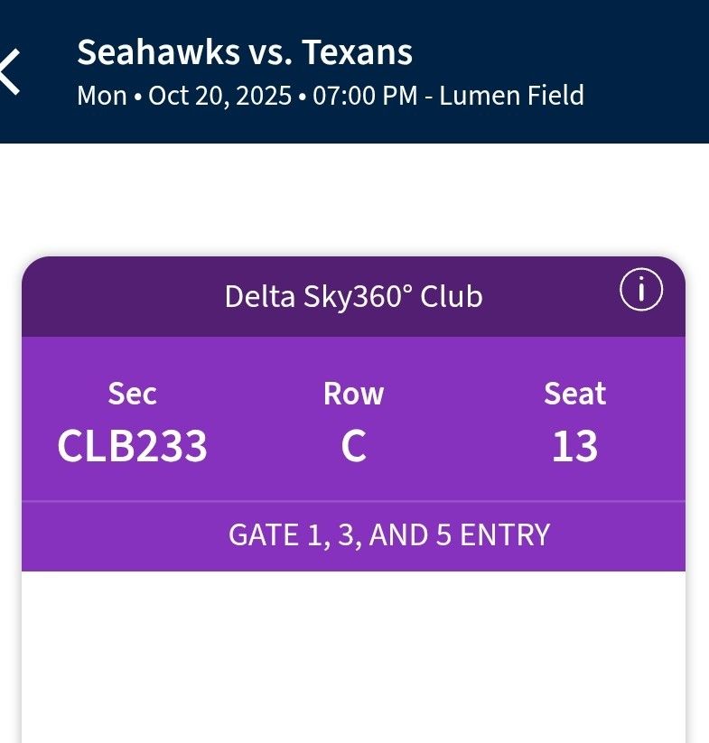 SEAHAWKS MNF CLUB 233 ROW C