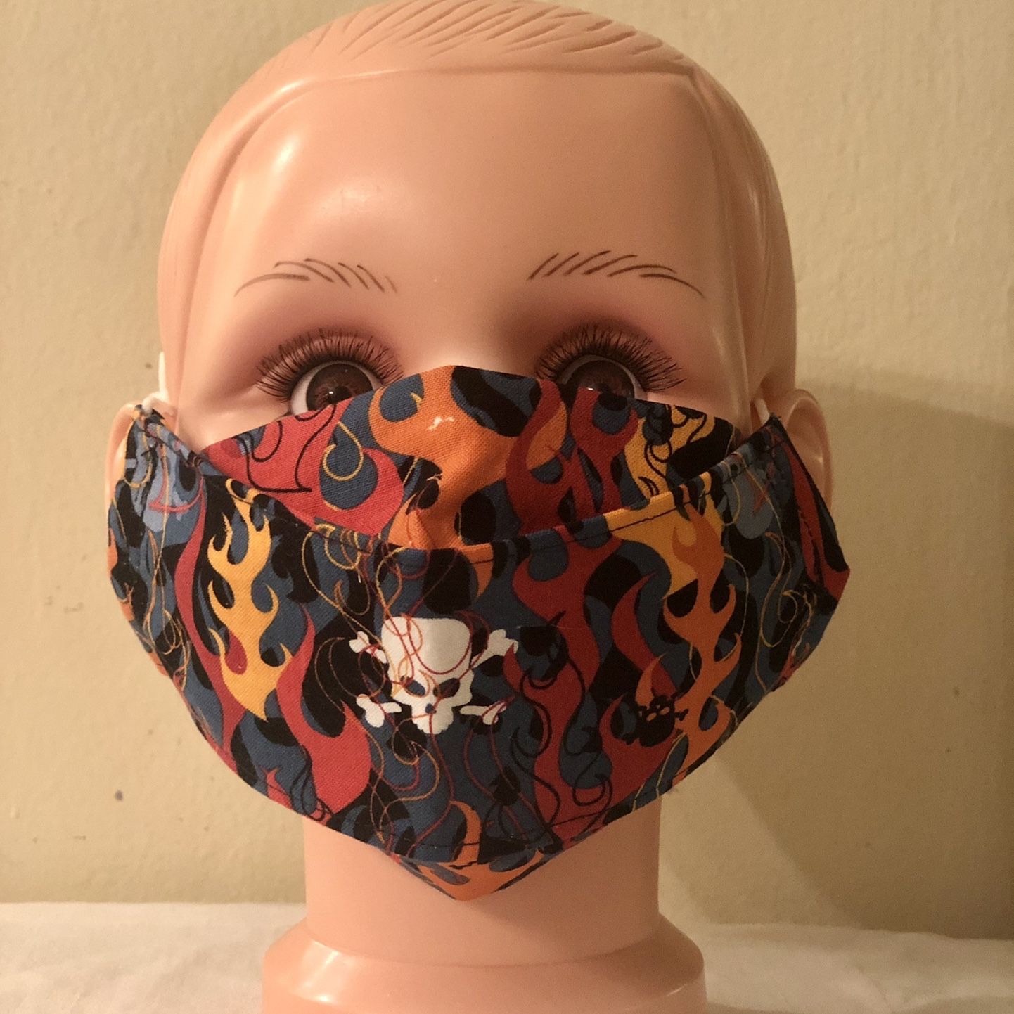 Flames And Skulls Kid Size 3D Face Mask