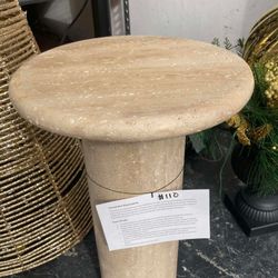 Travertine Outdoor Pedestal Table