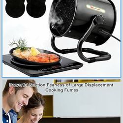 Portable Range Hood with 9 Activated Carbon Filters, Strong Suction Kitchen Exhaust Fan for Indoor BBQ, Hot Pot, RV & Desktop Cooking Black