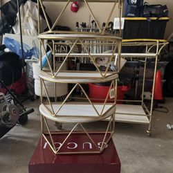 Set of 4 Gold & White Geometric Wall Shelves