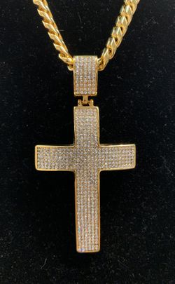 Stainless Steel 8mm Miami Cuban 30” with Iced Out Charm