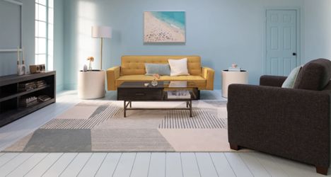 Convertible sleeper sofa bed (Living spaces Petulla lI mustard 85")