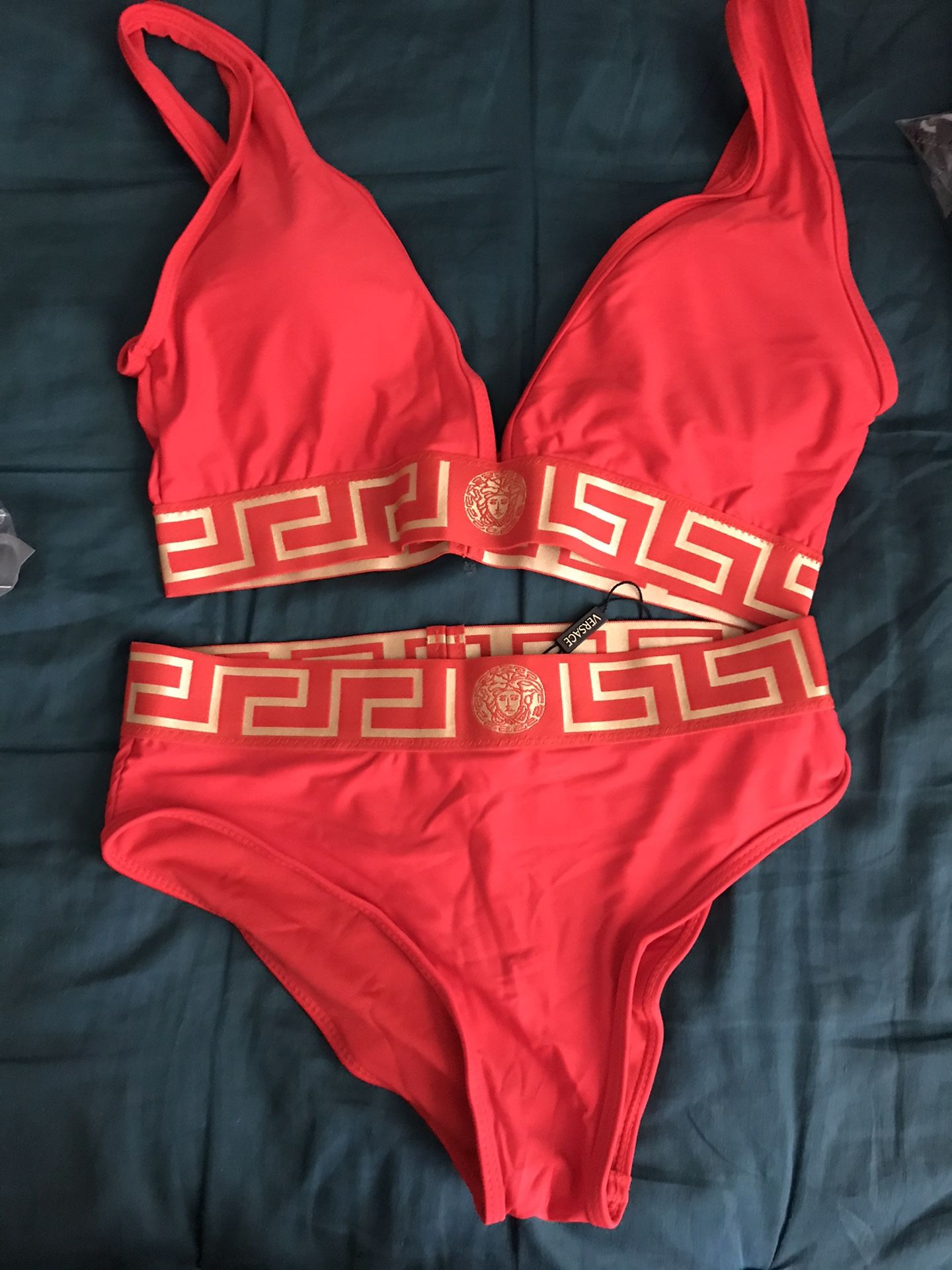 Red Authentic Versace XL Bikini Set 