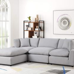✨ Sofa w/ Ottoman   (Light Gray) ✨