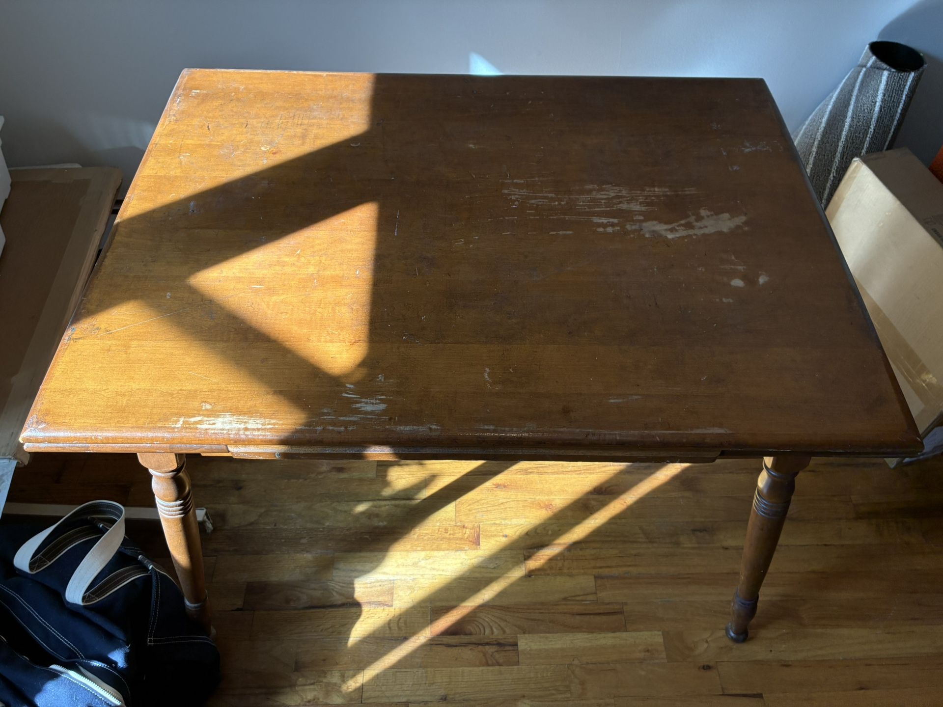 Wood Table With Extending Leaves