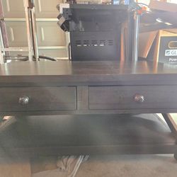 Dark Brown Living Room Table Set w Drawers $80