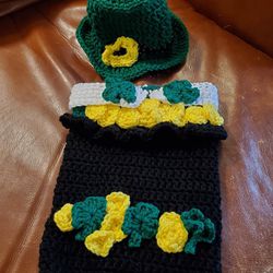 Saint Patrick's Crochet Baby Snuggle Blanket And Hat