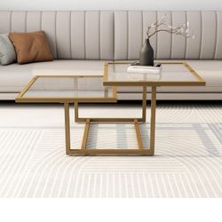 Gold Tempered Glass Coffee Table Gold