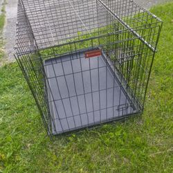  Black Medium Folding Dog Cage Kennel Doghouse 2 Doors 