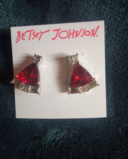 Red Sparkle Betsey Johnson Earrings 