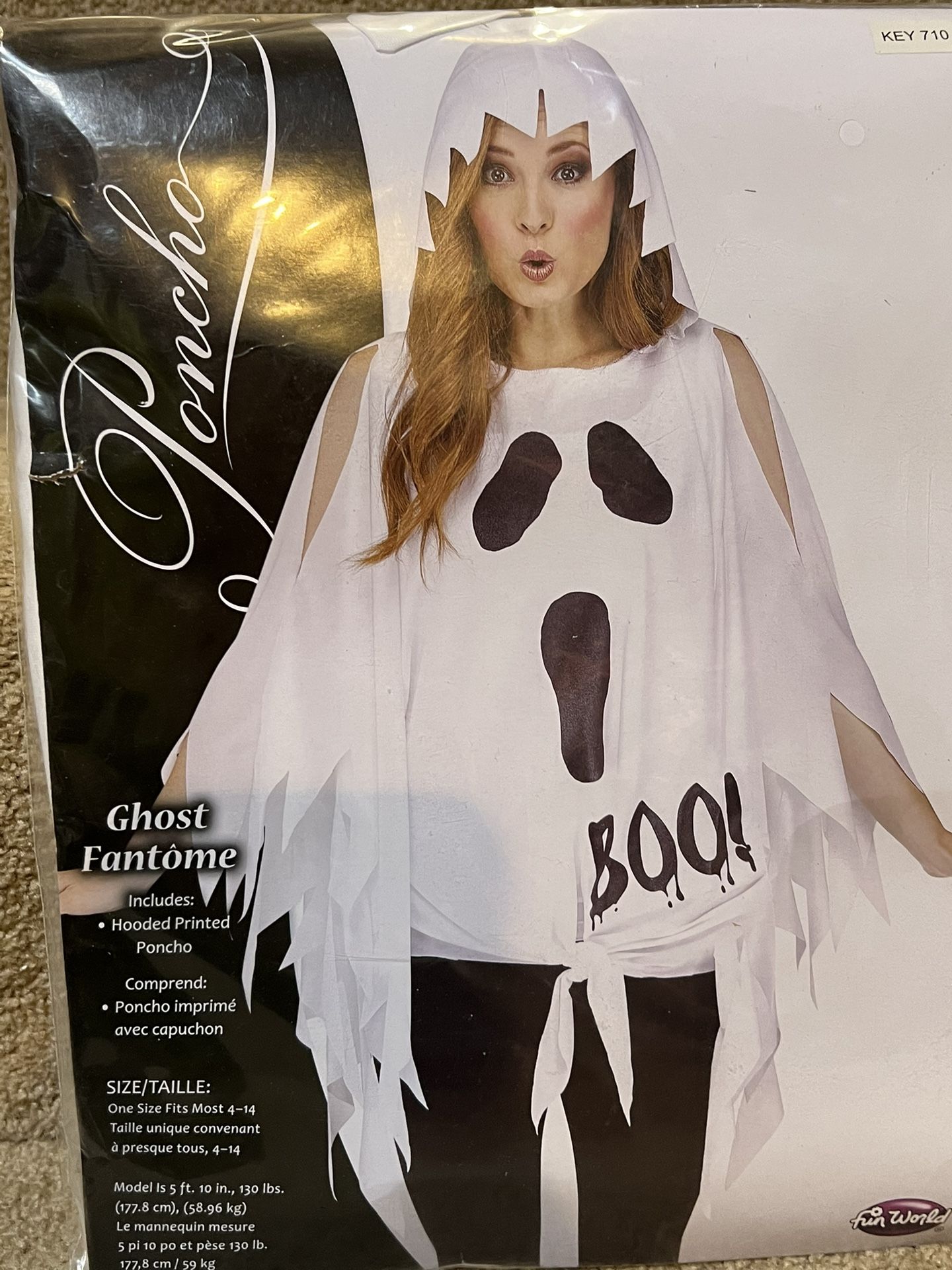 Cold Shoulder Ghost Poncho Adult Womens Costume Accessory NEW One Size