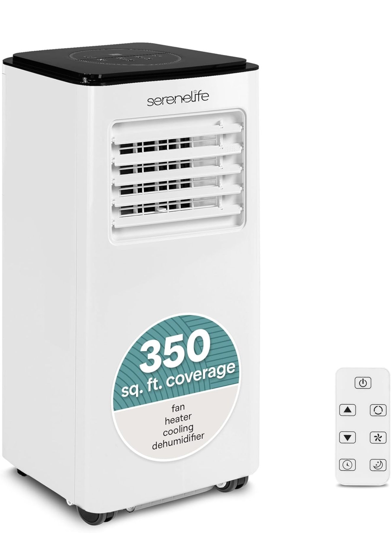 SereneLife 8000 BTU Portable Air Conditioner with Heat, Compact 4-in-1 Portable AC & Heater for Room Up to 350 Sq Ft with Dehumidifier & Fan Function,