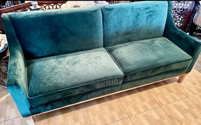 New MCM Emerald Green Velvet Sofa