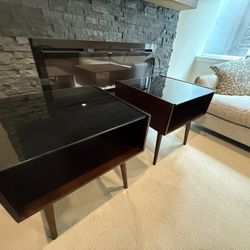 Wood And Glass Side Tables