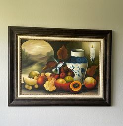 Beautiful Vintage Fruit Basket Painting ..