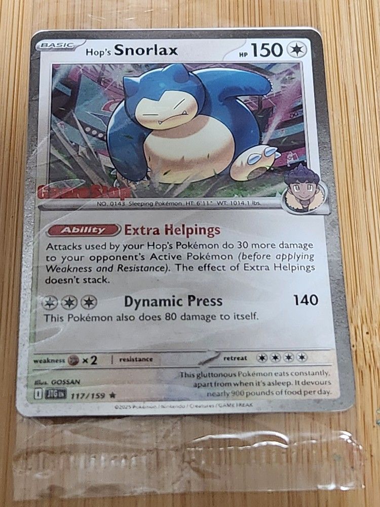 Pokemon Journey Together Hop’s Snorlax GameStop Promo Stamped #117. *SEALED*
