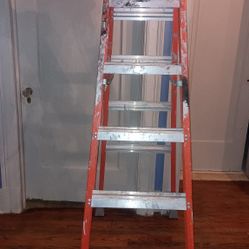 6 Foot Step Ladder, Fiberglass, 300 Pound Load Capacity, Used, Very Good Condition