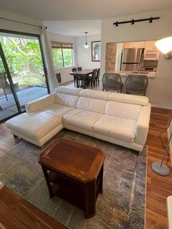 Faux White Leather L-Couch
