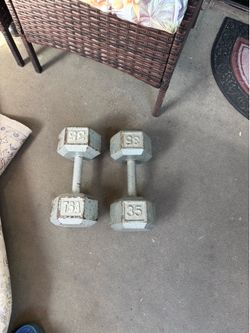 Dumbbells 2x35 pounds 70 cent a pound.