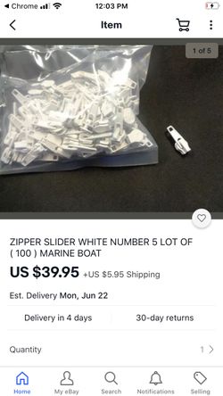 Free 4.5 plastic marine zipper slides