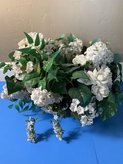 Artificial Flowers in Ceramic White Pot