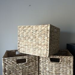 Set of 6 Natural Woven Storage Baskets – Fits Cube Organizers (13”)