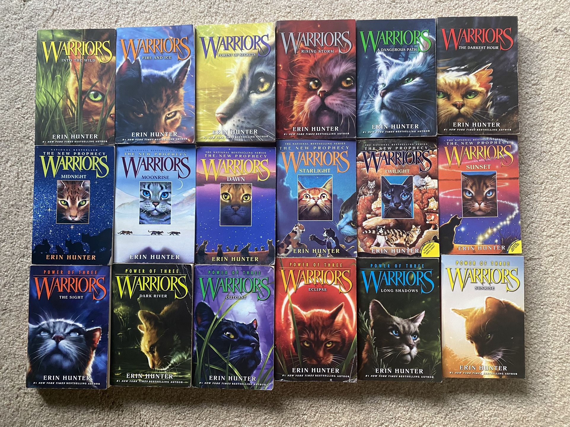 Warrior Cats Series 1 And 2 - The Prophecies Begin And The New Prophecy By  Erin Hunter 12 Books Set 