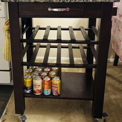 Portable Marble Top Kitchen Island
