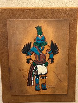 Ray Briggs Kachina Figure Painting on Leather