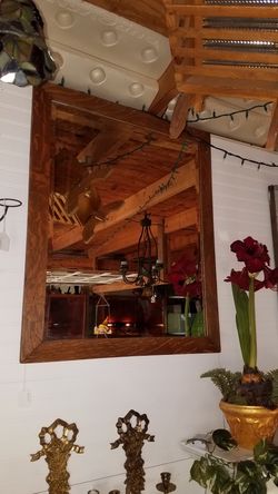 Antique wood mirror 28 x 34